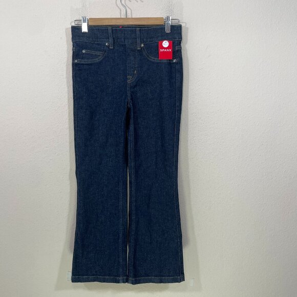 NEW Spanx Size S Cropped Kick Flare Jeans Raw Indigo 20699Q Pull-On Stretch NWT - Picture 2 of 8